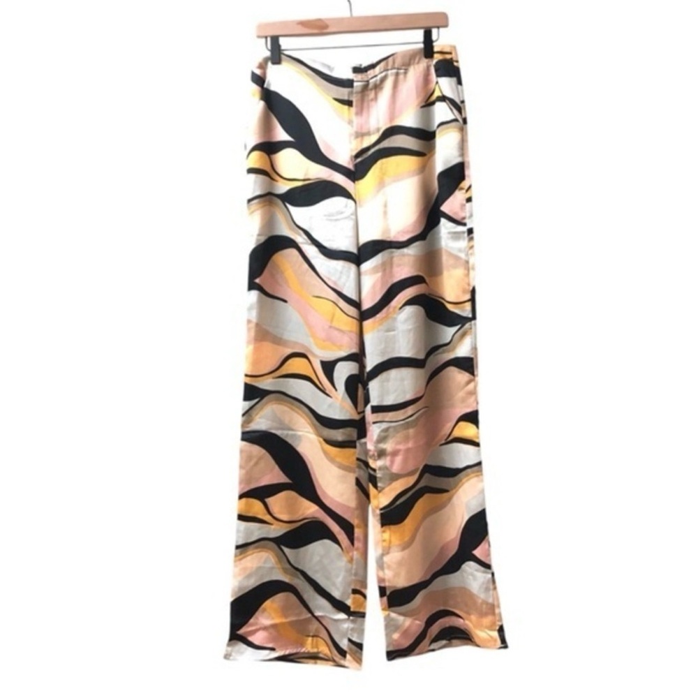 HYFVE Abstract maximalism silky satin Wide Leg Pants trousers M 6 8